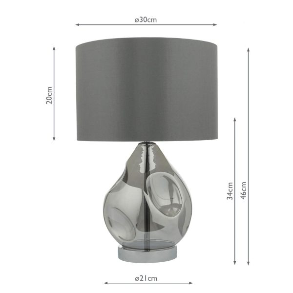 Quinn Table Lamp Smoked Glass With Shade - Image 5