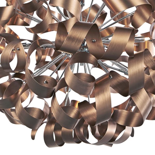 Rawley 12 Light Ribbon Pendant Brushed Copper