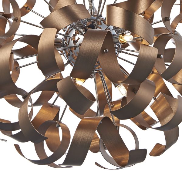 Rawley 9 Light Ribbon Pendant Brushed Copper