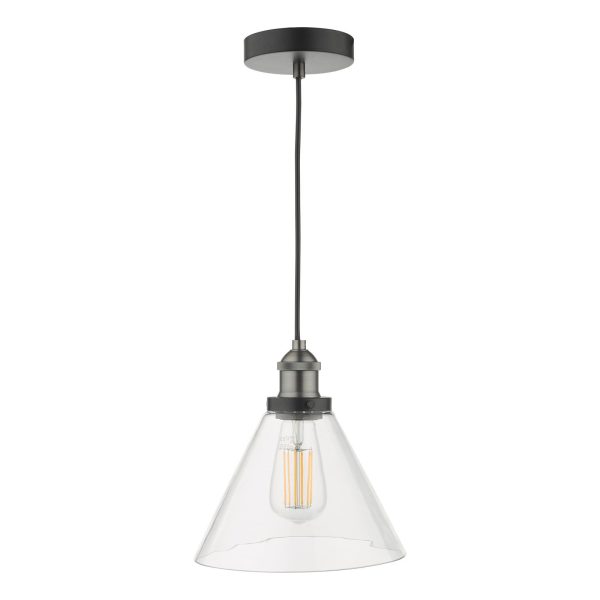 Ray 1 Light Single Pendant Antique Nickel Clear Glass - Image 2