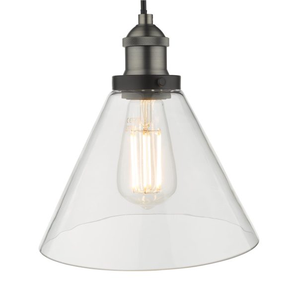 Ray 1 Light Single Pendant Antique Nickel Clear Glass - Image 3