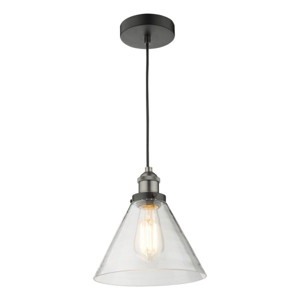 Ray 1 Light Single Pendant Antique Nickel Clear Glass - Image 4