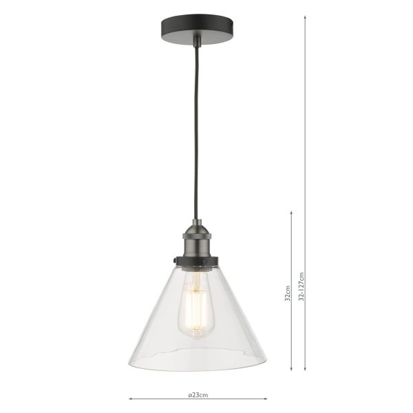 Ray 1 Light Single Pendant Antique Nickel Clear Glass - Image 9