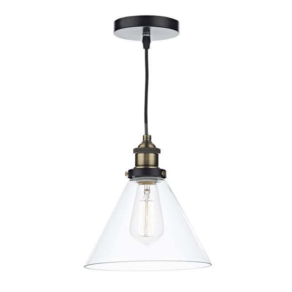 Ray 1 Light Pendant Antique Brass Clear - Image 3