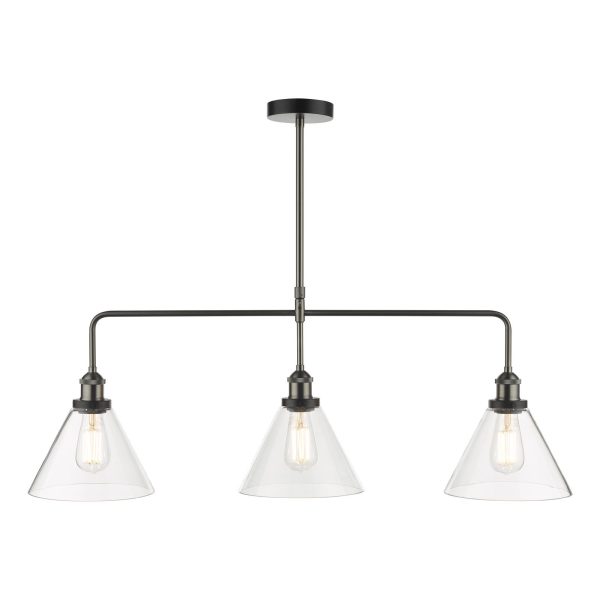 Ray 3 Light Bar Pendant Antique Nickel Clear Glass - Image 3