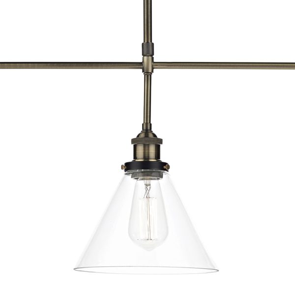 Ray 3 Light Bar Pendant Antique Brass Clear