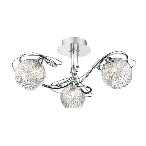 Rehan 3 Light Semi Flush Decorative Glass Polished Chrome Frame - Image 3