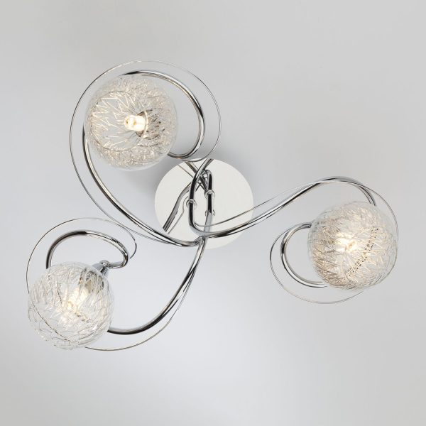 Rehan 3 Light Semi Flush Decorative Glass Polished Chrome Frame - Image 4