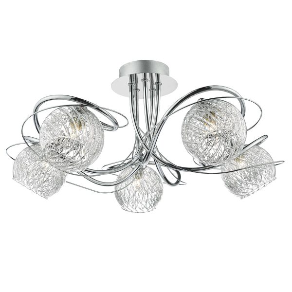 Rehan 5 Light Semi Flush Decorative Glass Polished Chrome Frame - Image 3