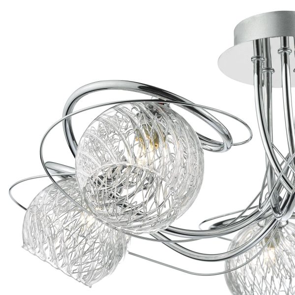 Rehan 5 Light Semi Flush Decorative Glass Polished Chrome Frame - Image 2