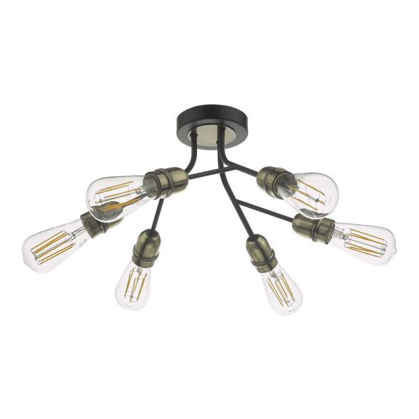 Remy 6 Light Semi Flush Black & Antique Brass - Image 2