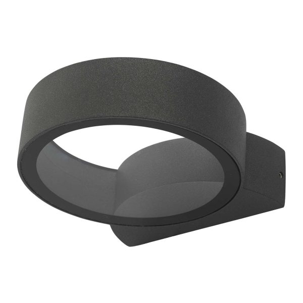 Reon 1 Light Wall Light Circle Fixed Anthracite IP65 LED - Image 2