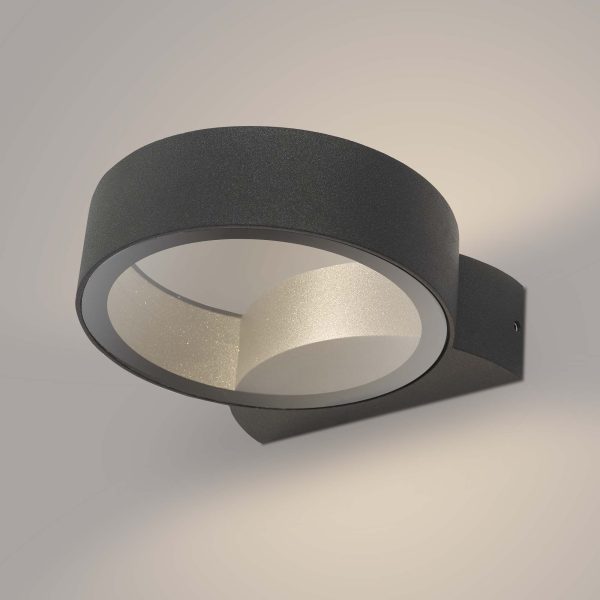 Reon 1 Light Wall Light Circle Fixed Anthracite IP65 LED - Image 3