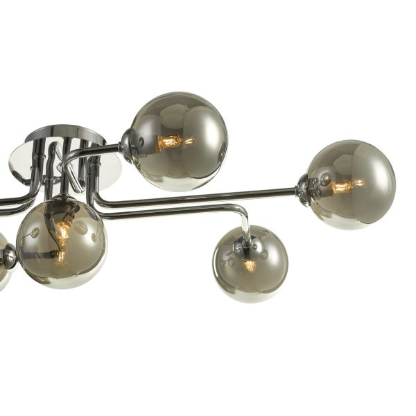 Reyna 7 Light Semi Flush Polished Chrome With Smoked Glass - Image 2