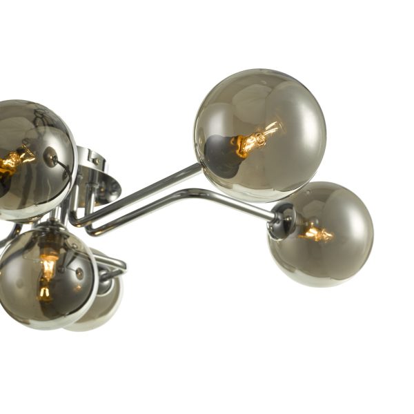 Reyna 7 Light Semi Flush Polished Chrome With Smoked Glass - Image 4