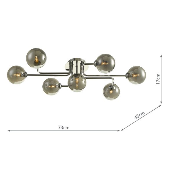 Reyna 7 Light Semi Flush Polished Chrome With Smoked Glass - Image 5