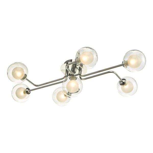 Reyna 7 Light Semi Flush Polished Chrome With Clear/Opal Glass - Image 2