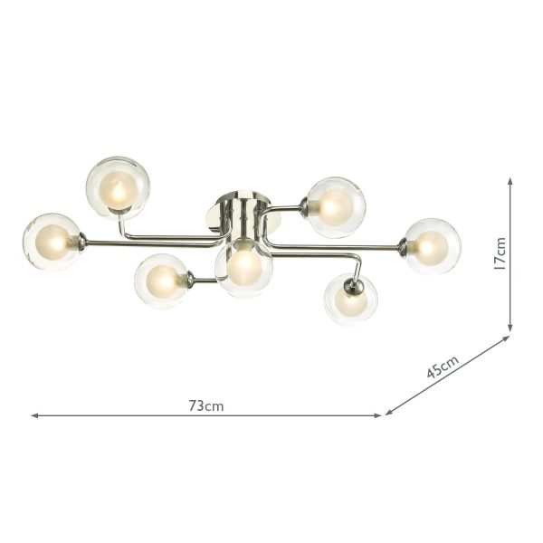 Reyna 7 Light Semi Flush Polished Chrome With Clear/Opal Glass - Image 4