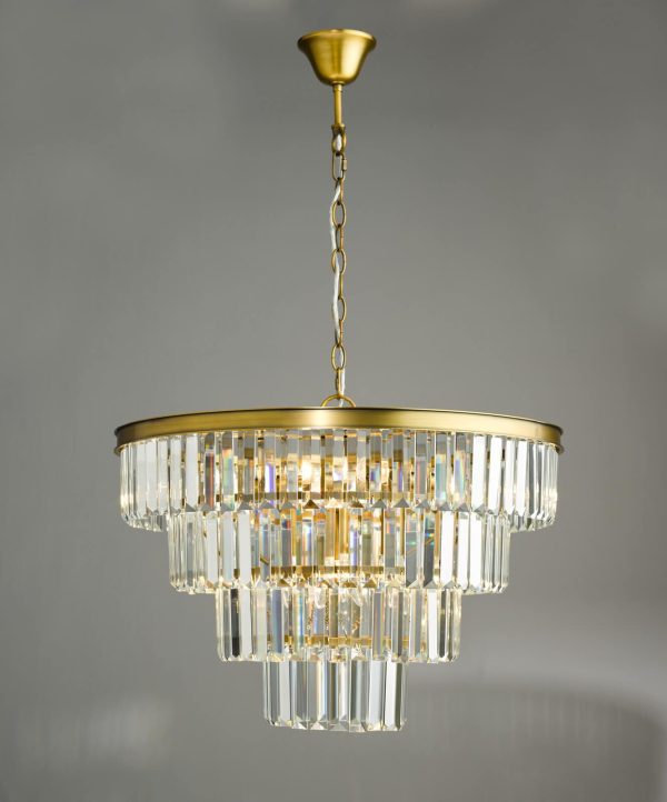 Rhapsody 6 Light Chandelier Crystal and Natural Brass - Image 3