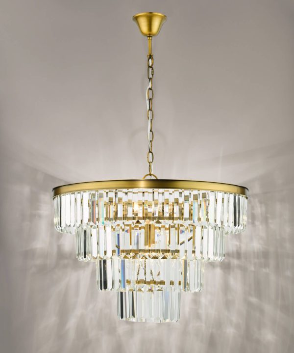 Rhapsody 6 Light Chandelier Crystal and Natural Brass - Image 4