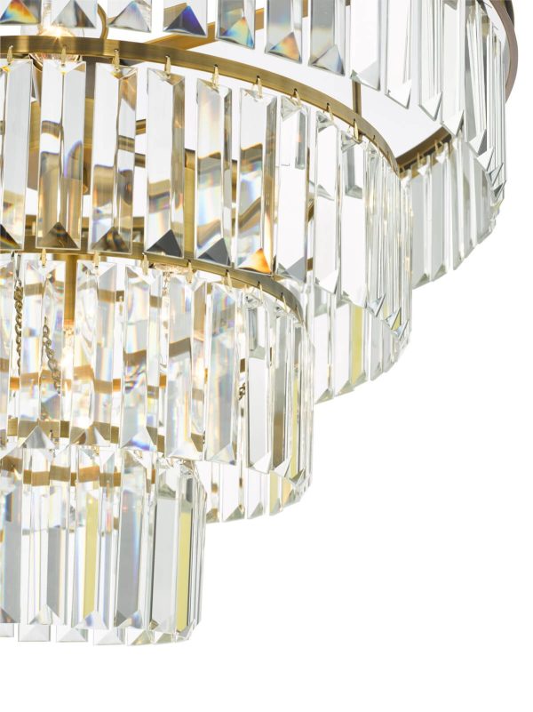 Rhapsody 6 Light Chandelier Crystal and Natural Brass - Image 5