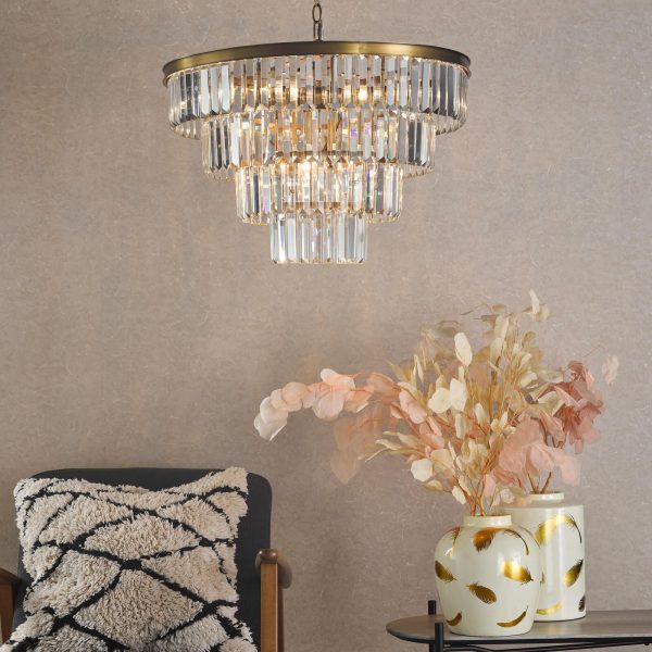 Rhapsody 6 Light Chandelier Crystal and Natural Brass - Image 9