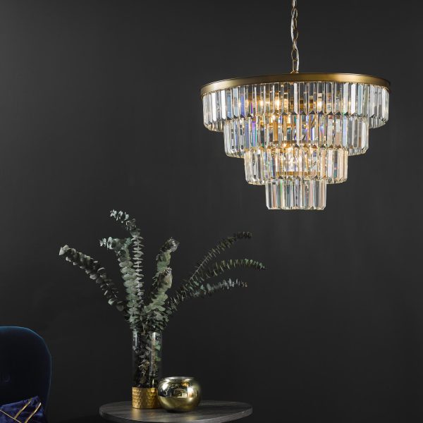 Rhapsody 6 Light Chandelier Crystal and Natural Brass - Image 11