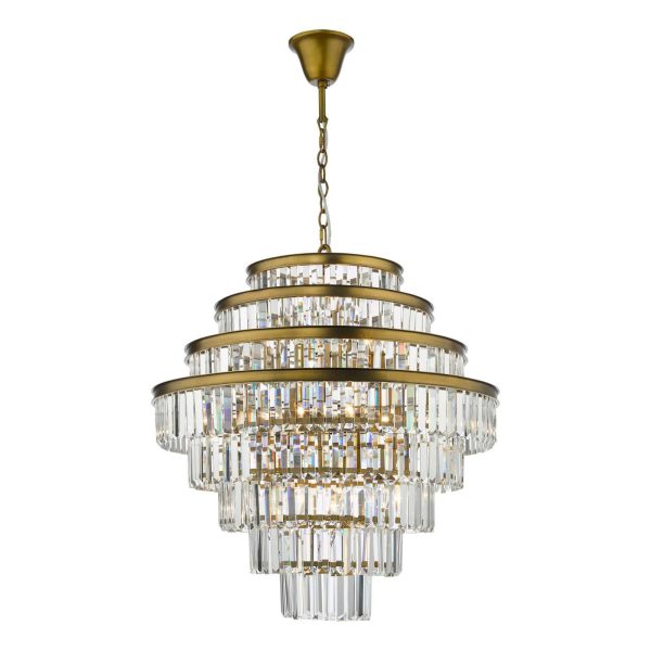 RHAPSODY 12LT TIERED PENDANT CRYSTAL AND BRONZE