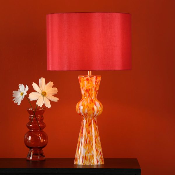 Rheneas Table Lamp Red Glass With Shade - Image 3