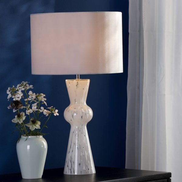 Rheneas Table Lamp White Glass With Shade - Image 3