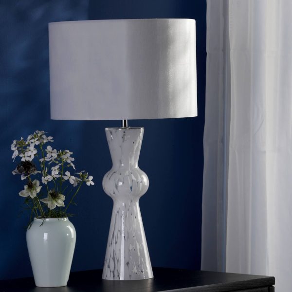 Rheneas Table Lamp White Glass With Shade - Image 4