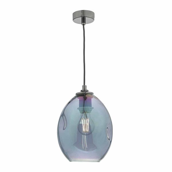 Rogan 1lt Pendant Black & Iridised Glass - Image 3