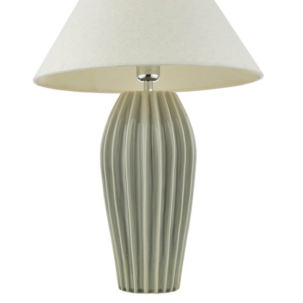 Rosario Table Lamp Grey Crackle Glaze With Shade - Image 4