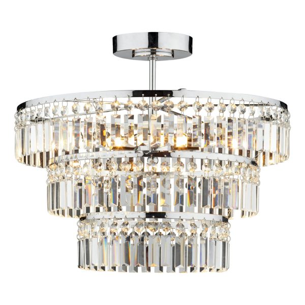 Rowena 3 Light 3 Tier Semi Flush Polished Chrome - Image 4