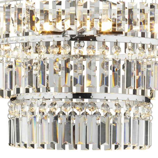 Rowena 3 Light 3 Tier Semi Flush Polished Chrome