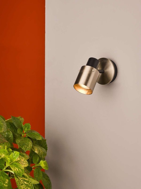 Ryan Single Wall Spotlight Brushed Nickel Matt Black - Image 3