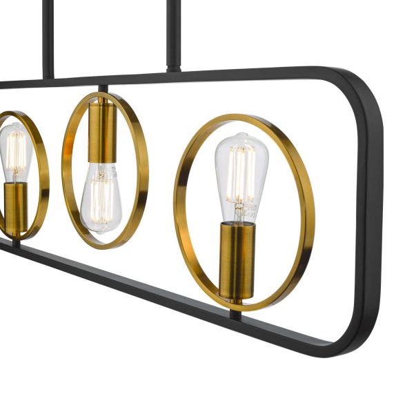 Ryota 3 Light Bar Pendant Satin Black Antique Gold - Image 4