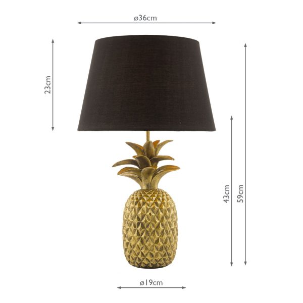 Safa Pineapple Table Lamp Gold With Shade - Image 4