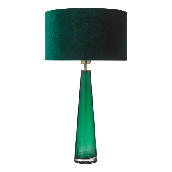 Samara Table Lamp Green Glass With Shade - Image 2