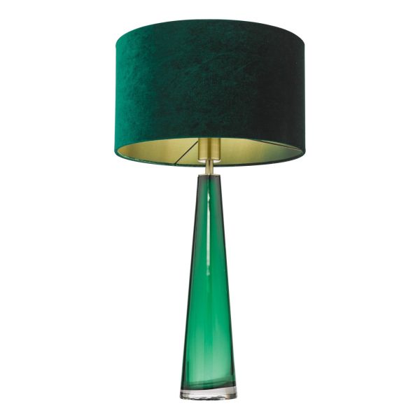 Samara Table Lamp Green Glass With Shade - Image 3