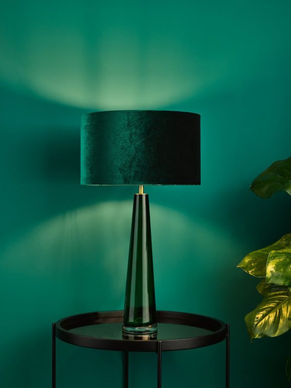 Samara Table Lamp Green Glass With Shade - Image 5