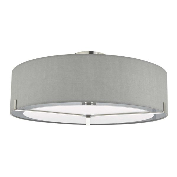 Santino 3 Light Semi Flush Satin Chrome With Grey Shade - Image 2