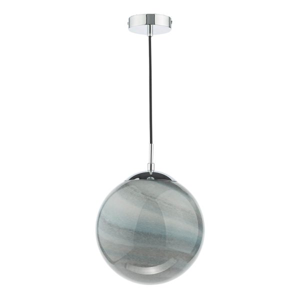 Saturn Pendant Planet Style Glass and Polished Chrome - Image 4