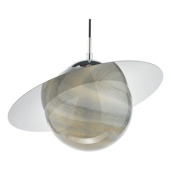 Saturn Pendant Planet Style Glass and Polished Chrome - Image 5