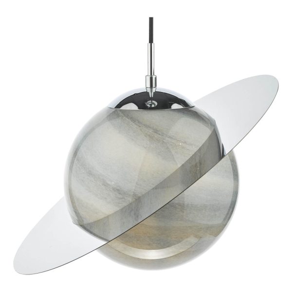 Saturn Pendant Planet Style Glass and Polished Chrome - Image 6