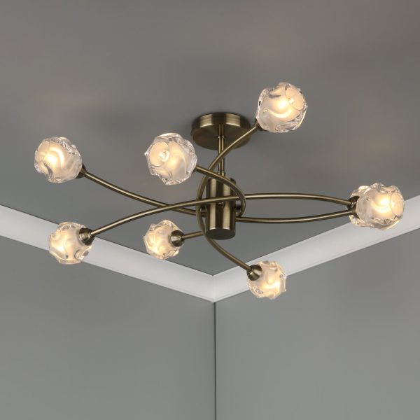 Seattle 8 Light Semi Flush Antique Brass - Image 5