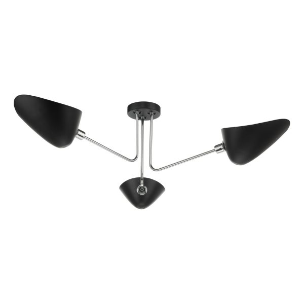 Sebastian 3 Light Semi Flush Matt Black Polished Chrome - Image 2