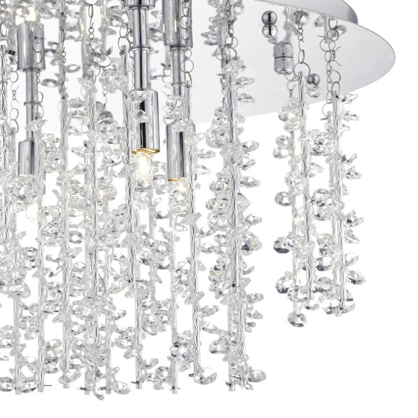 Sestina 5 Light G9 Flush Decorative Rods and Crystal Beads - Image 2