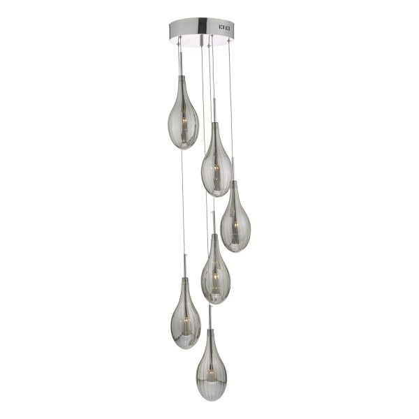 Seta 6lt Cluster Pendant Smoked & Polished Chrome