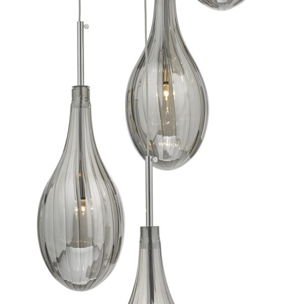 Seta 6lt Cluster Pendant Smoked & Polished Chrome - Image 3